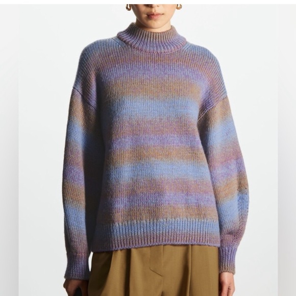 COS Striped Sweater in Blue and Purple Crew Scoop Necks